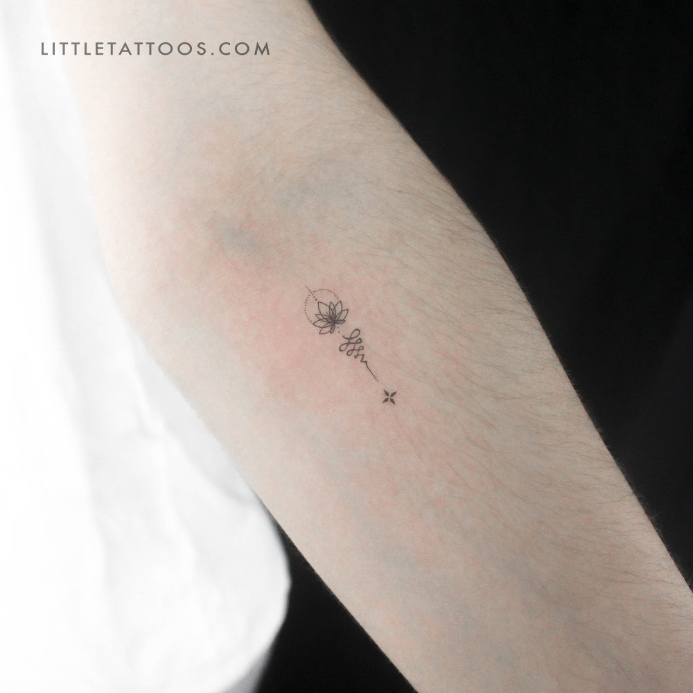 Lotus Unalome Ornament Temporary Tattoo - Set of 3