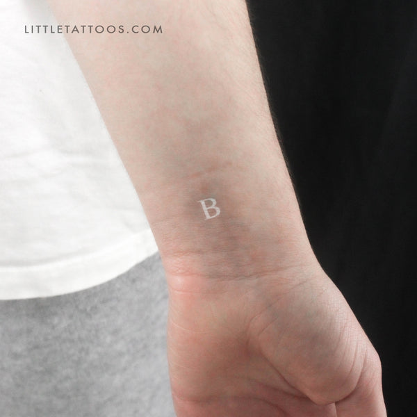 White B Serif Temporary Tattoo - Set of 3