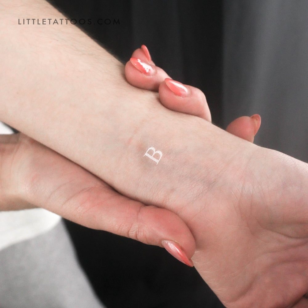 White B Serif Temporary Tattoo - Set of 3