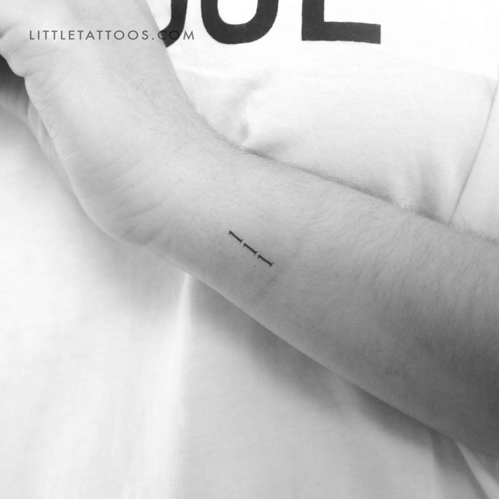 Small 111 Vertical Temporary Tattoo - Set of 3