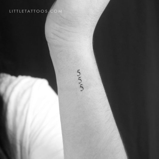 Small 555 Vertical Temporary Tattoo - Set of 3