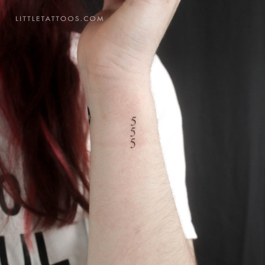 Small 555 Vertical Temporary Tattoo - Set of 3