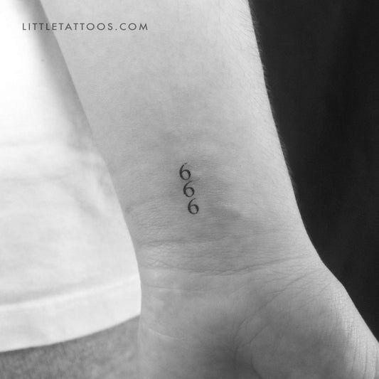 Small 666 Vertical Temporary Tattoo - Set of 3