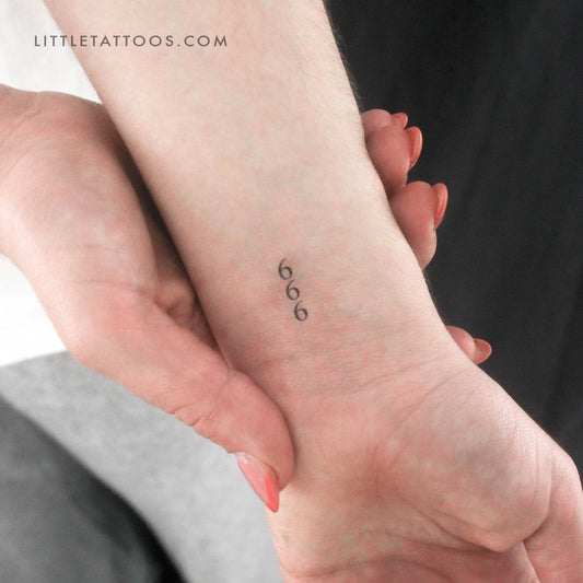 Small 666 Vertical Temporary Tattoo - Set of 3