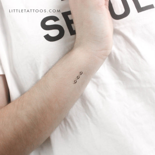 Small 999 Vertical Temporary Tattoo - Set of 3
