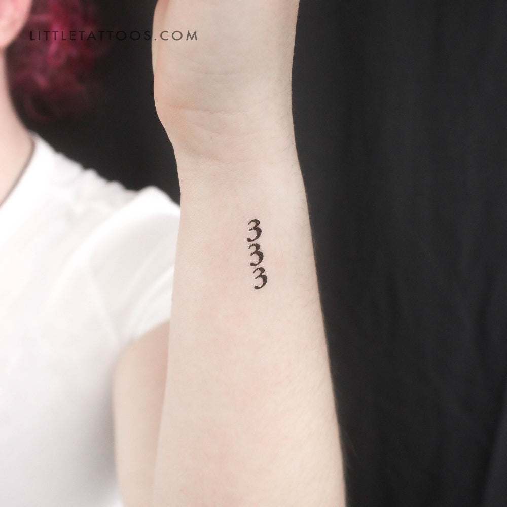 Vertical 333 Temporary Tattoo - Set of 3