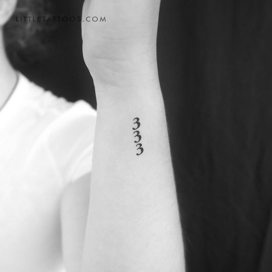 Vertical 333 Temporary Tattoo - Set of 3