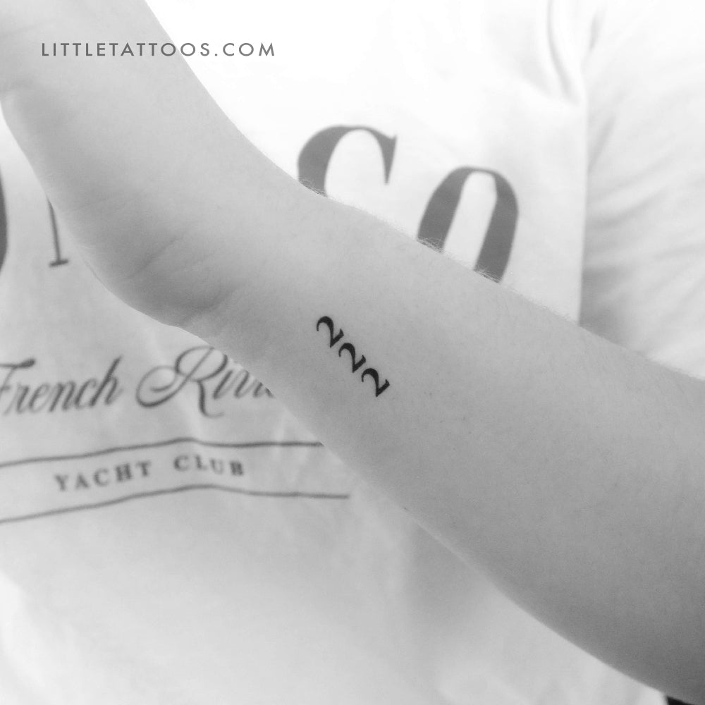 Vertical 222 Temporary Tattoo - Set of 3