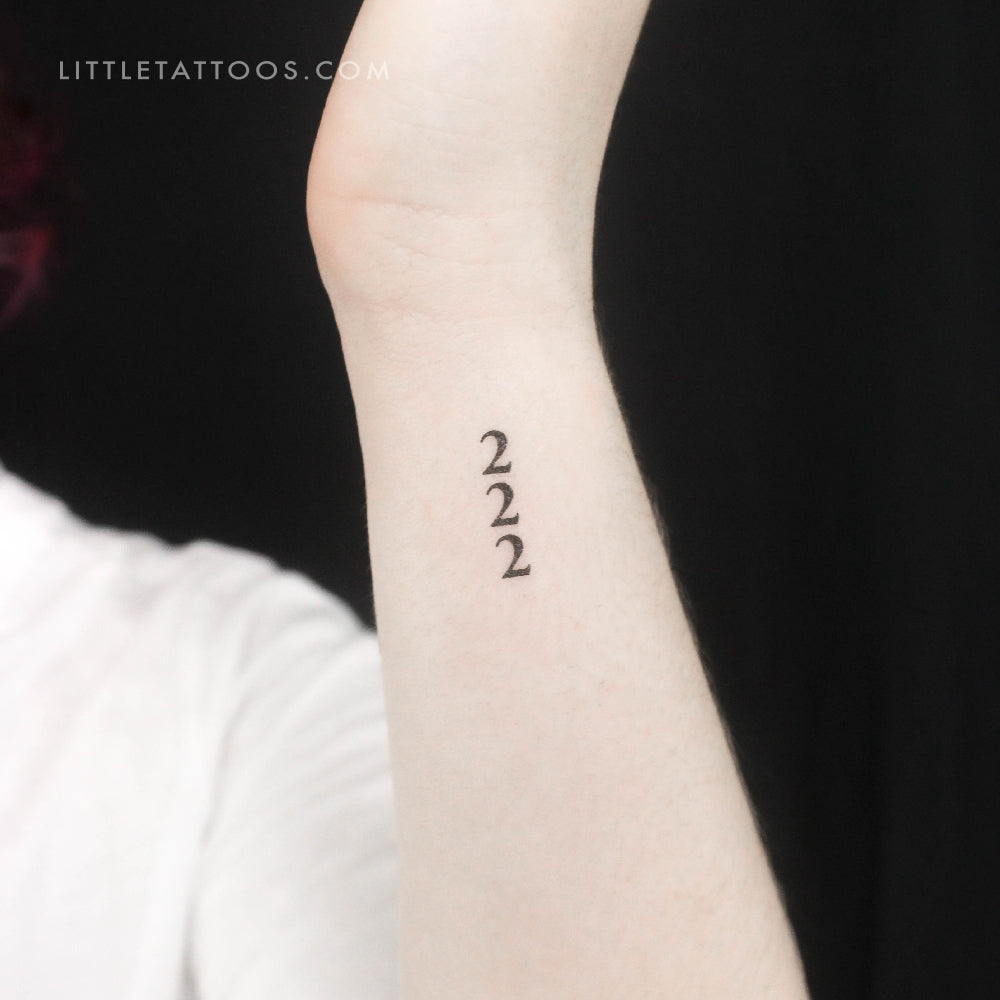 Vertical 222 Temporary Tattoo - Set of 3