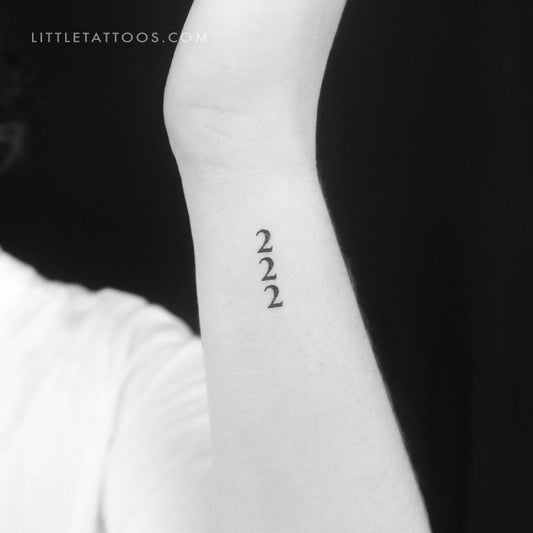 Vertical 222 Temporary Tattoo - Set of 3