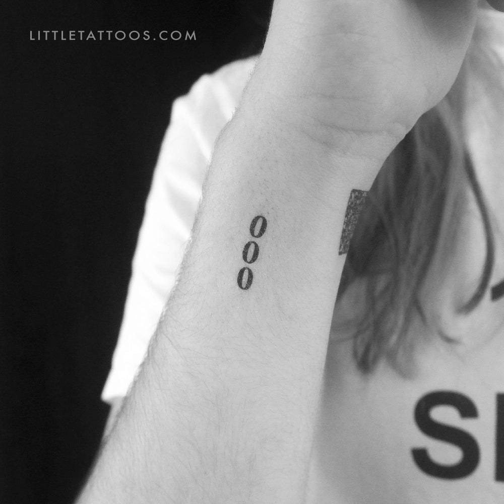 Vertical 000 Temporary Tattoo - Set of 3
