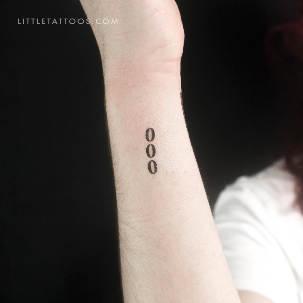 Vertical 000 Temporary Tattoo - Set of 3