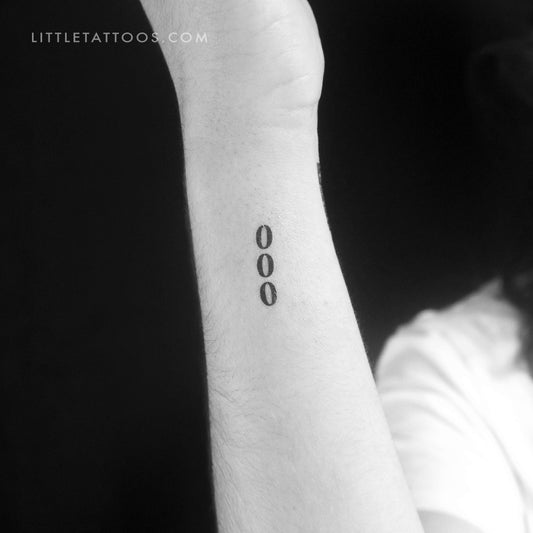 Vertical 000 Temporary Tattoo - Set of 3