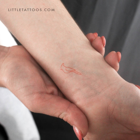Tatuaje temporal de cardenal de línea continua - Juego de 3