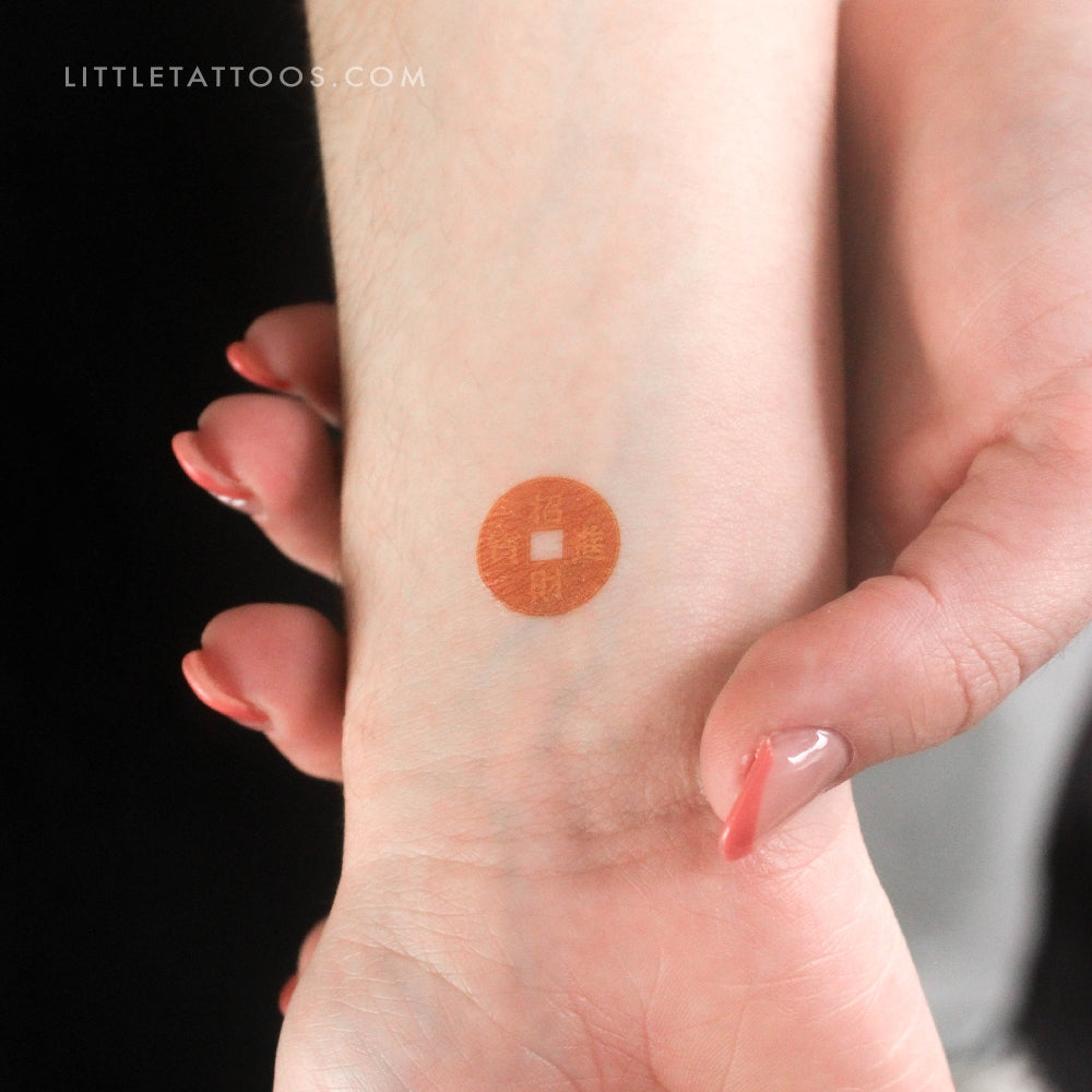 Feng Shui Coin Temporary Tattoo - Set of 3