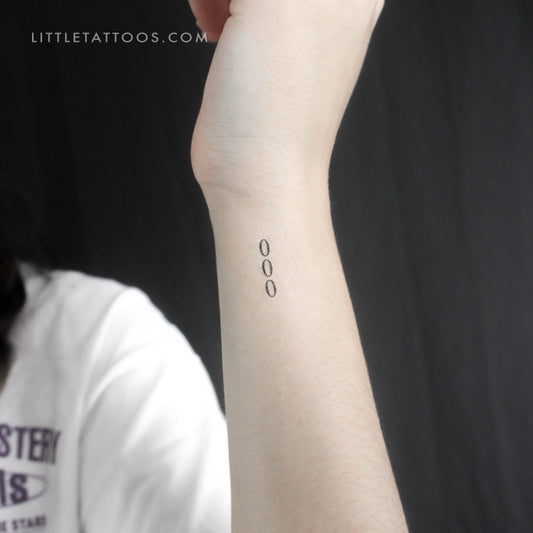 Small 000 Vertical Temporary Tattoo - Set of 3