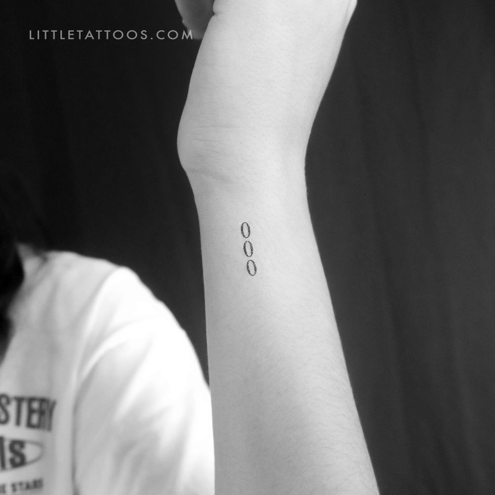 Small 000 Vertical Temporary Tattoo - Set of 3