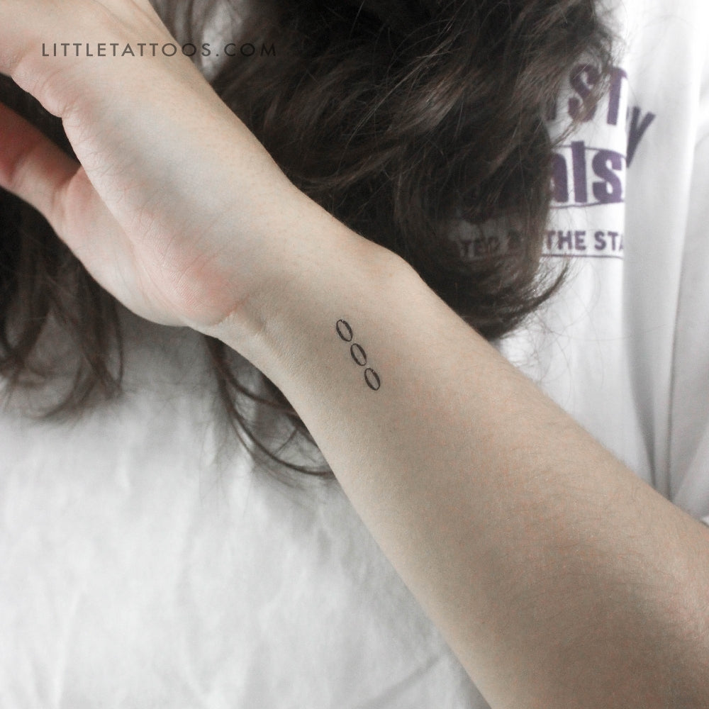 Small 000 Vertical Temporary Tattoo - Set of 3
