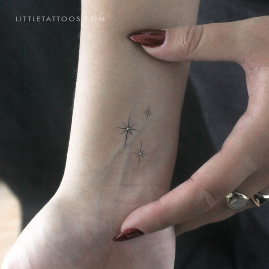 Tatuaje temporal de tres destellos brillantes (juego de 3)