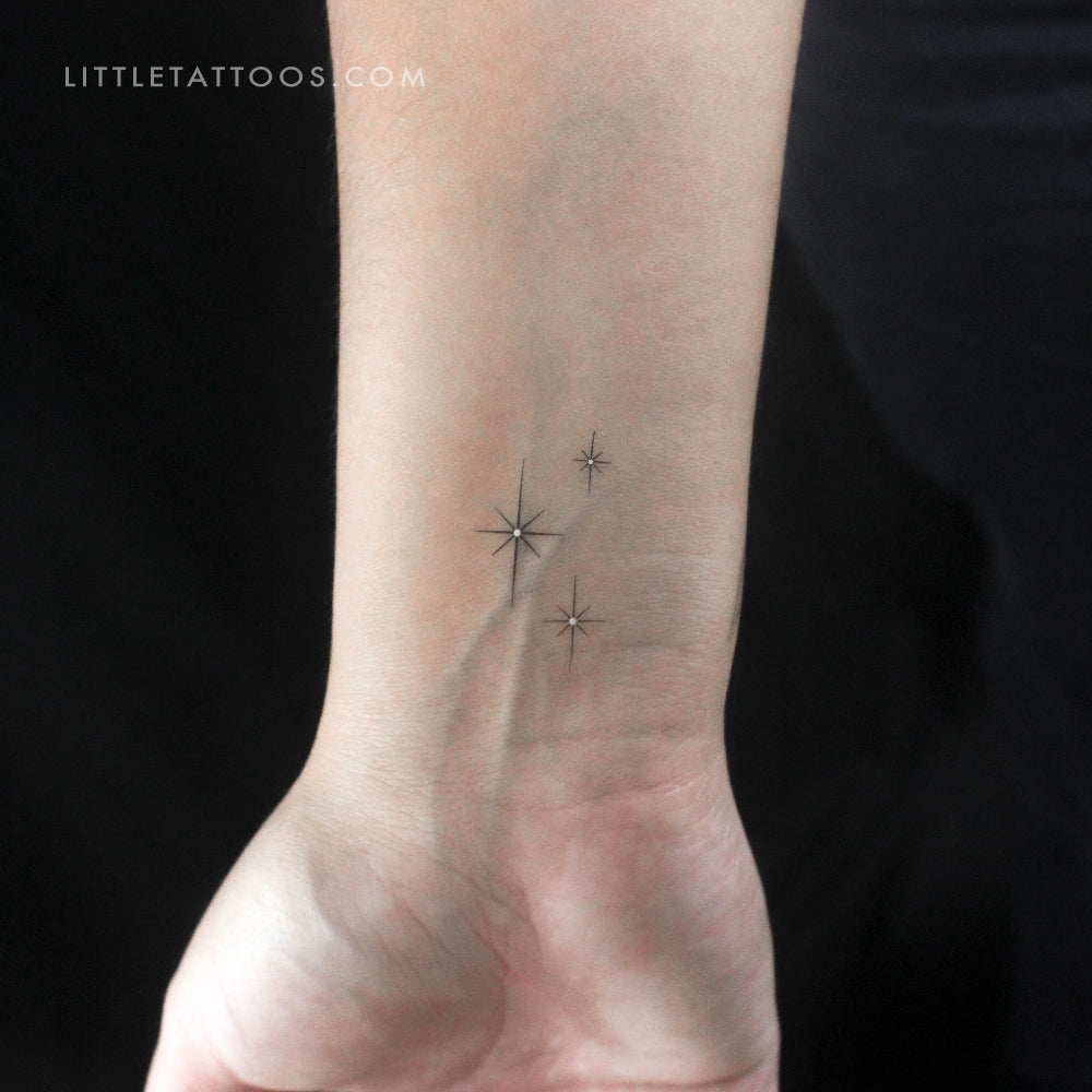 Three Shinning Sparkles Temporary Tattoo - Set of 3
