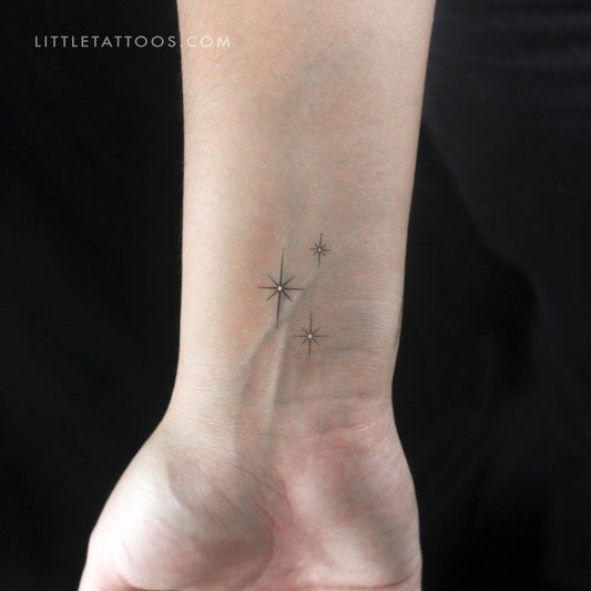 Tatuaje temporal de tres destellos brillantes (juego de 3)
