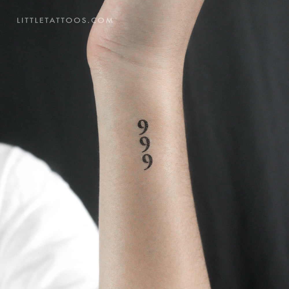 Tatuaje temporal vertical 999 - Juego de 3