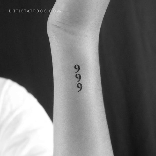 Vertical 999 Temporary Tattoo - Set of 3
