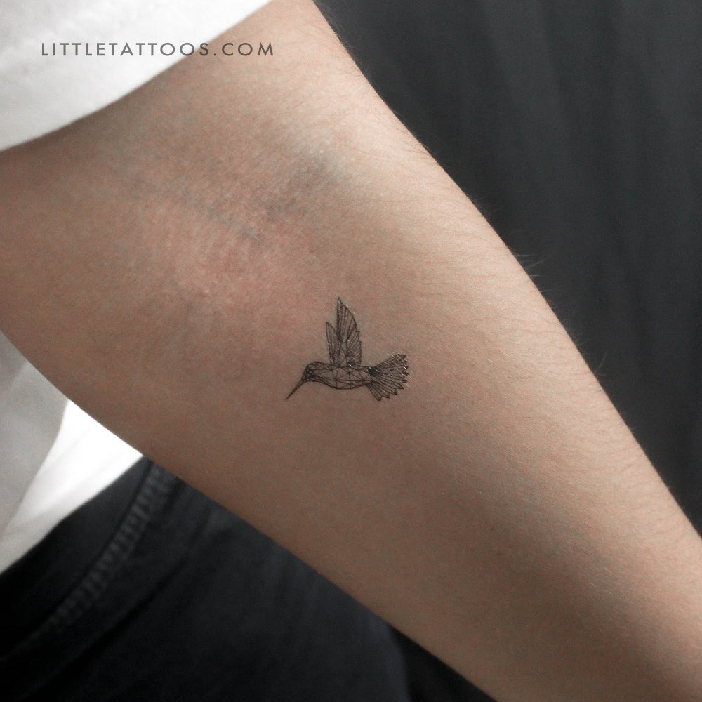 Low Poly Hummingbird Temporary Tattoo - Set of 3