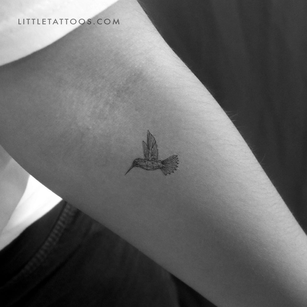 Low Poly Hummingbird Temporary Tattoo - Set of 3