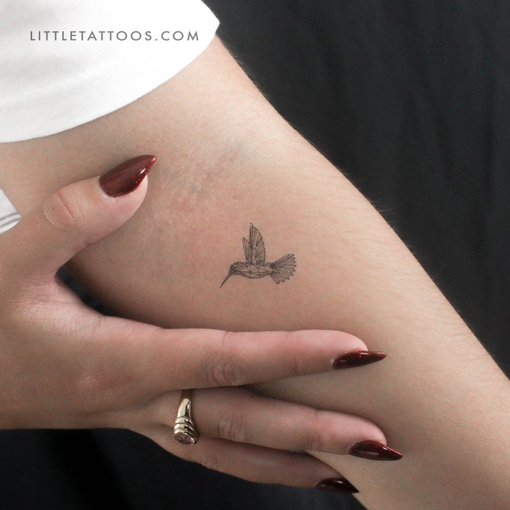 Low Poly Hummingbird Temporary Tattoo - Set of 3