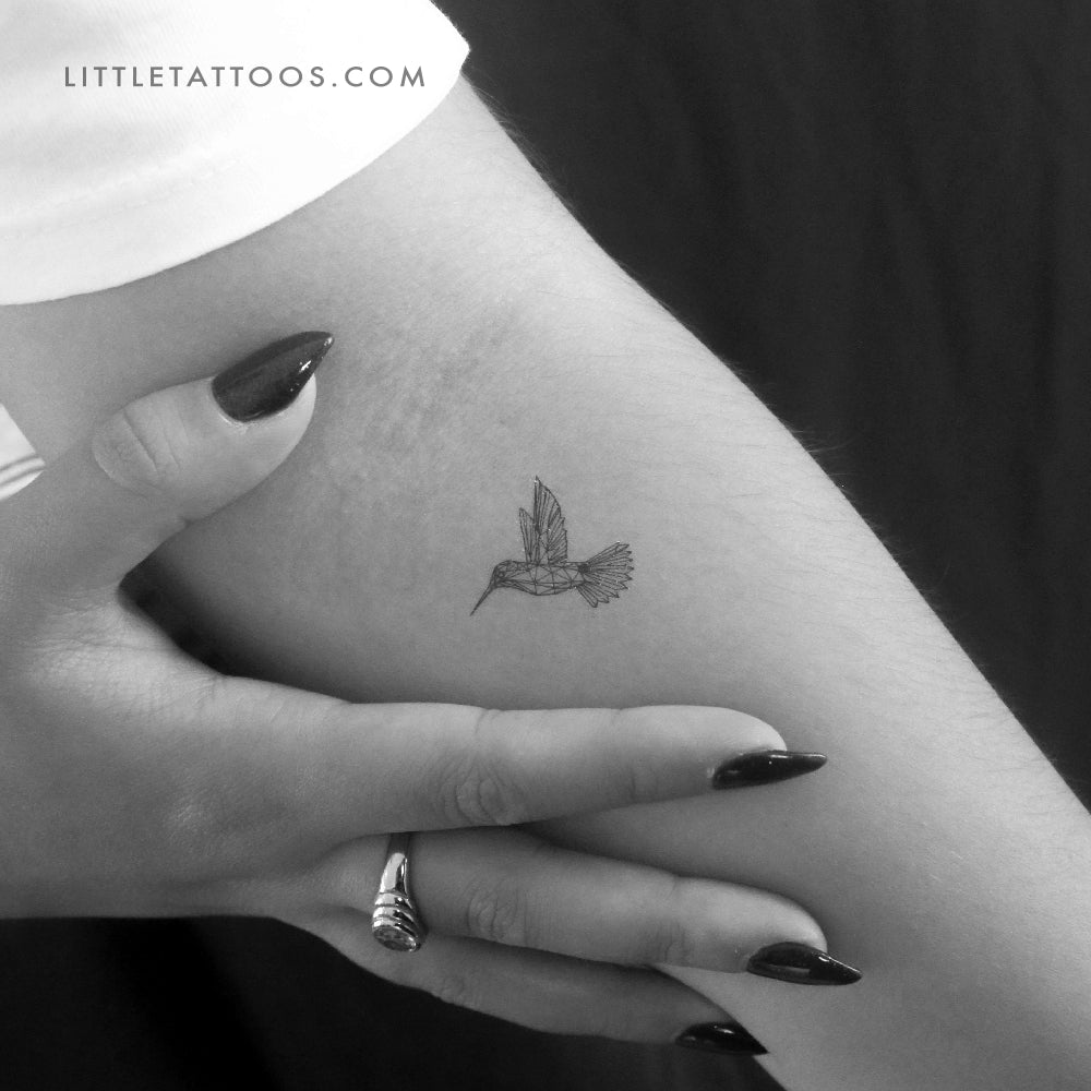 Low Poly Hummingbird Temporary Tattoo - Set of 3