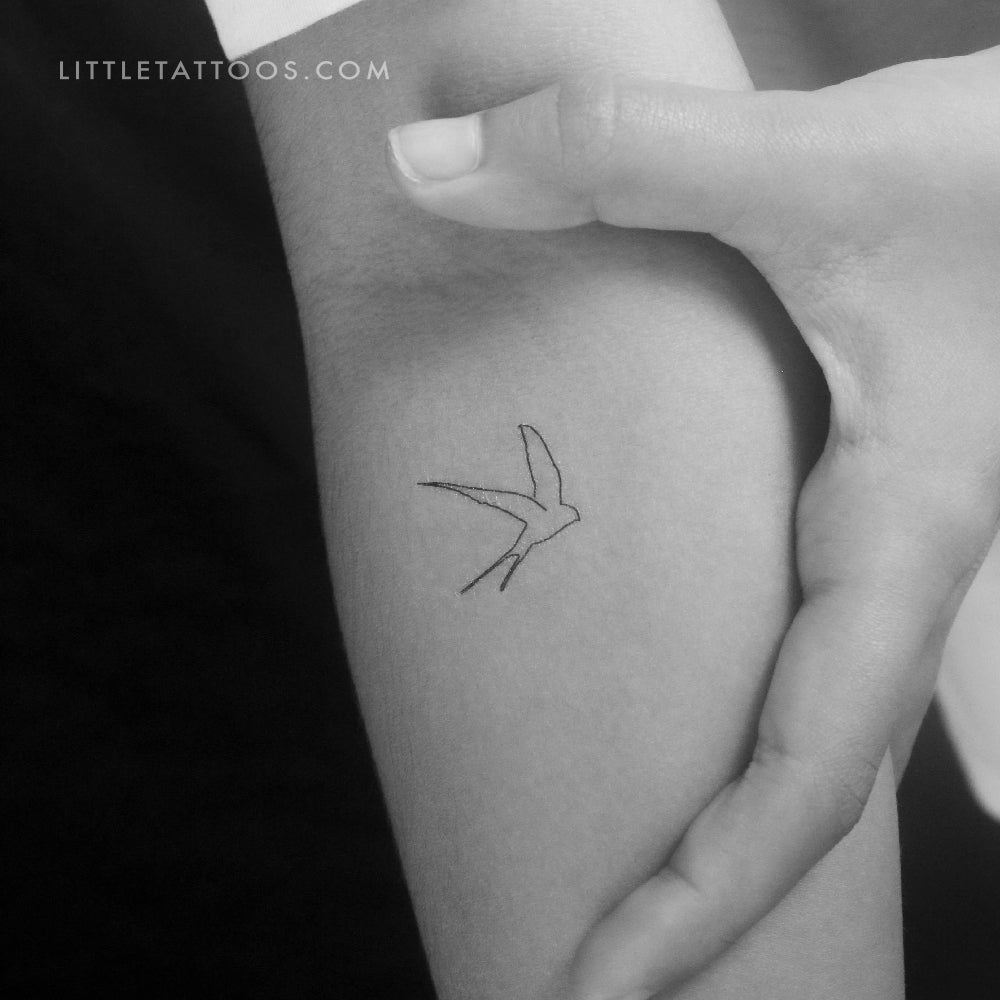 Continuous Line Swallow Temporary Tattoo - Set of 3