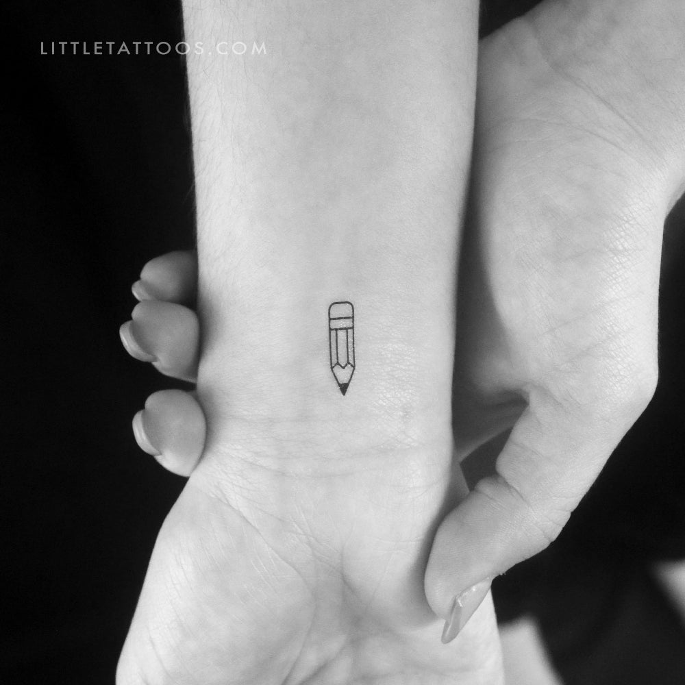 Tiny Pencil Temporary Tattoo - Set of 3