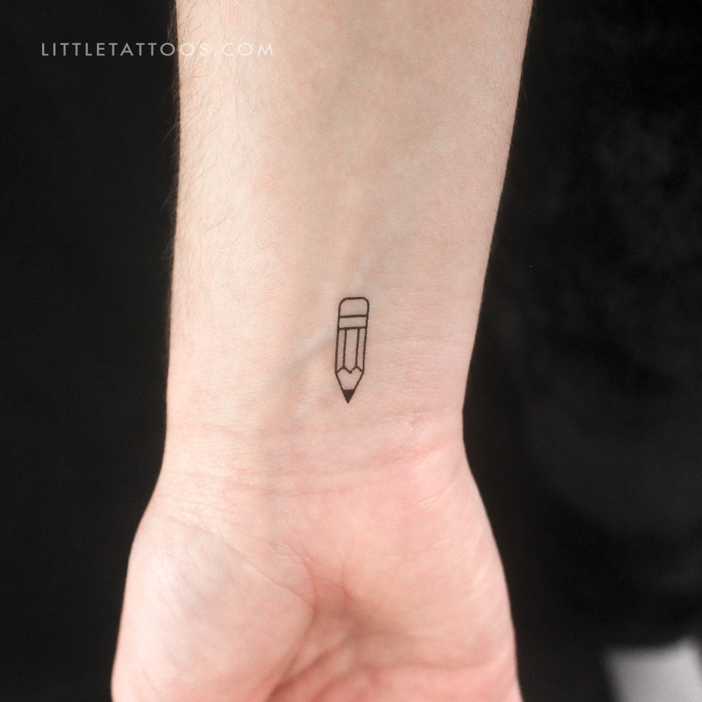 Tiny Pencil Temporary Tattoo - Set of 3
