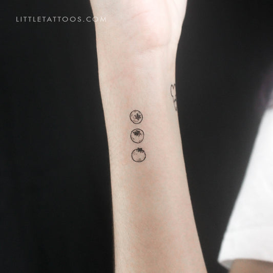 Tatuaje temporal de tres arándanos (juego de 3)