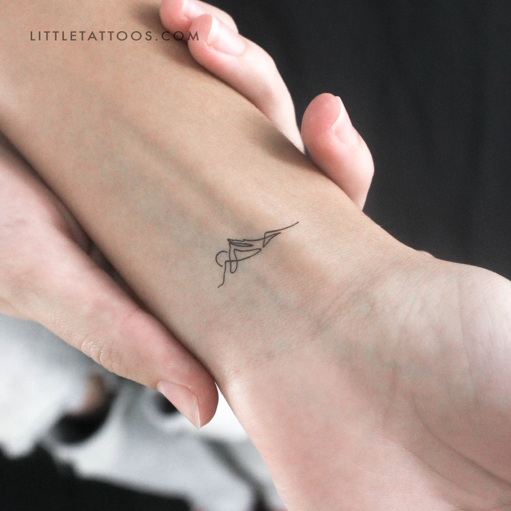 Tatuaje temporal de una sola línea de puesta de sol en la montaña (juego de 3)