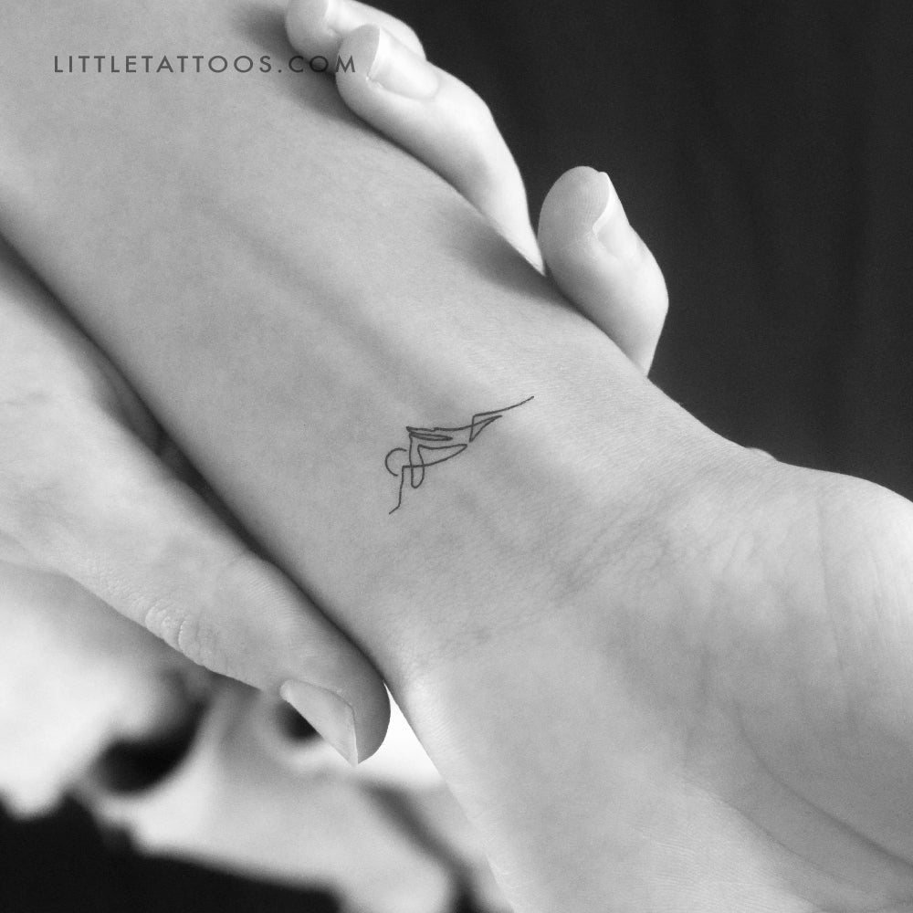 Tatuaje temporal de una sola línea de puesta de sol en la montaña (juego de 3)