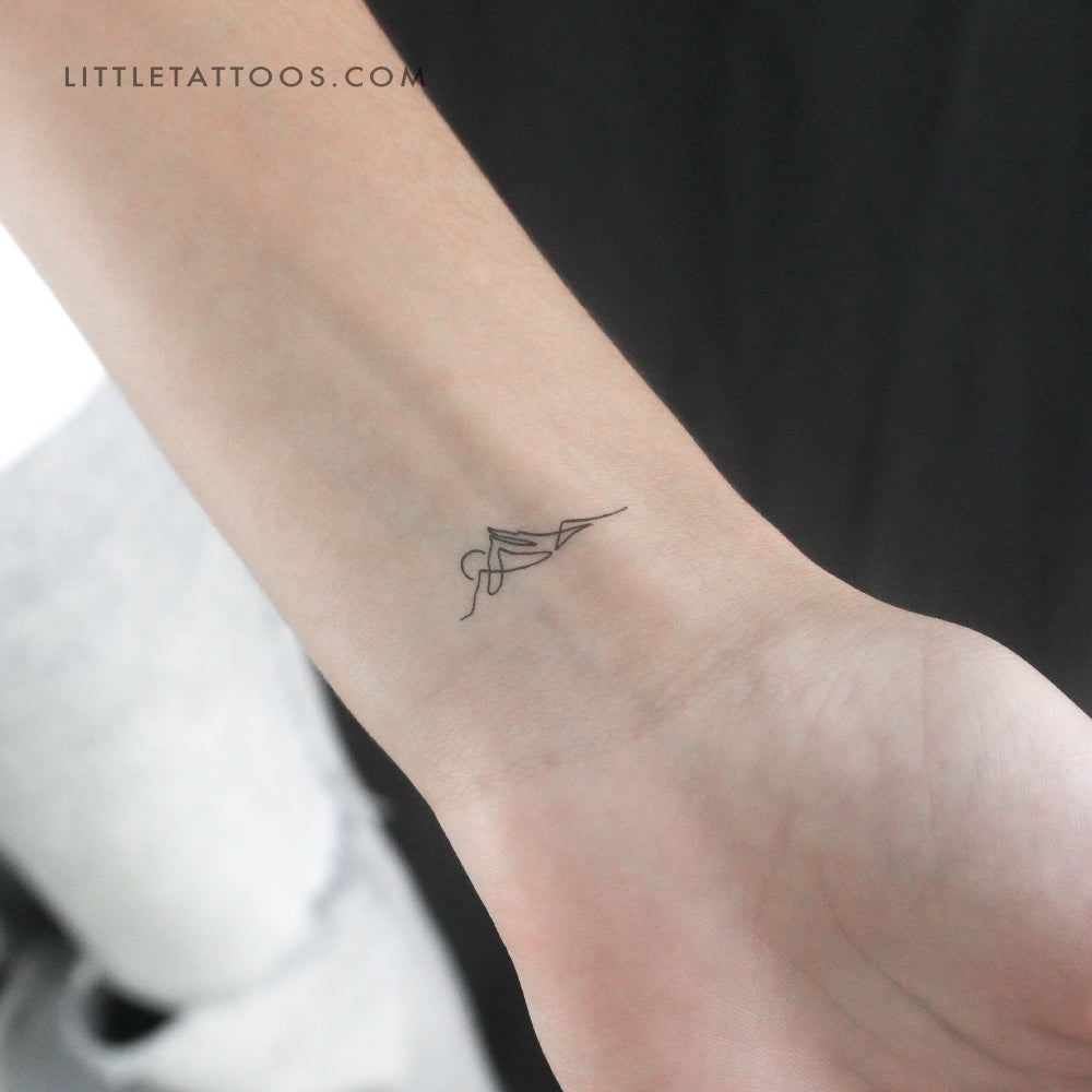 Tatuaje temporal de una sola línea de puesta de sol en la montaña (juego de 3)