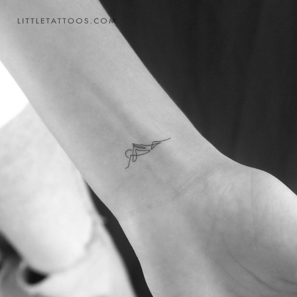 Tatuaje temporal de una sola línea de puesta de sol en la montaña (juego de 3)