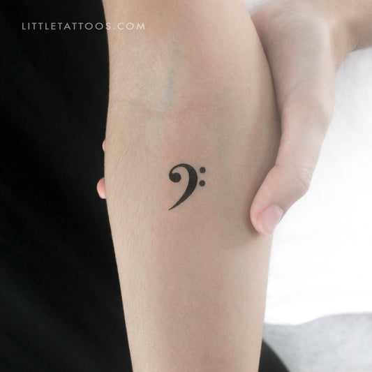 Small Bass Clef Temporary Tattoo - Set of 3