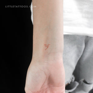 Small Red Minimalist Hummingbird Temporary Tattoo - Set of 3