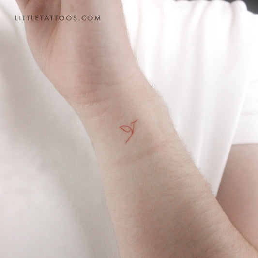 Tatuaje temporal minimalista de colibrí rojo pequeño (juego de 3)
