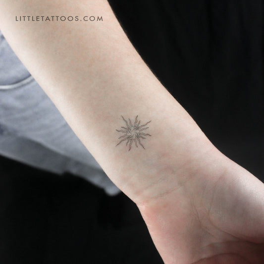 Tatuaje temporal de sol abstracto de una sola línea (juego de 3)