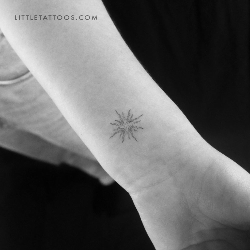Single Line Abstract Sun Temporary Tattoo - Set of 3