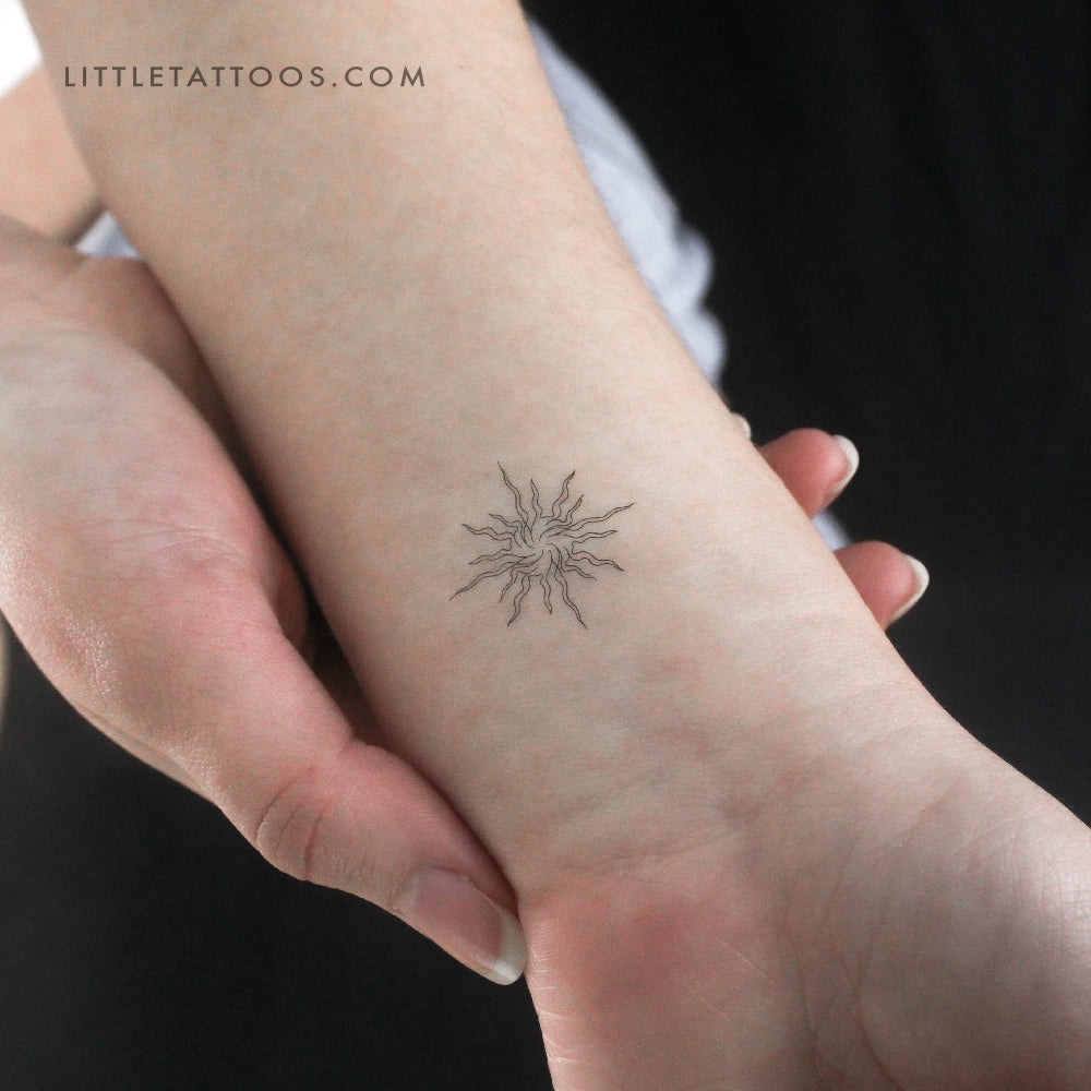 Single Line Abstract Sun Temporary Tattoo - Set of 3
