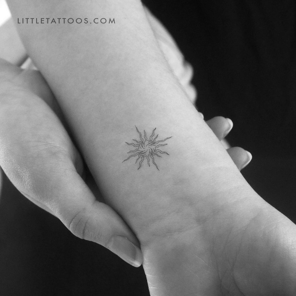 Single Line Abstract Sun Temporary Tattoo - Set of 3