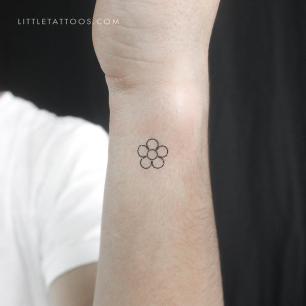 Minimalist Flower Outline Temporary Tattoo - Set of 3