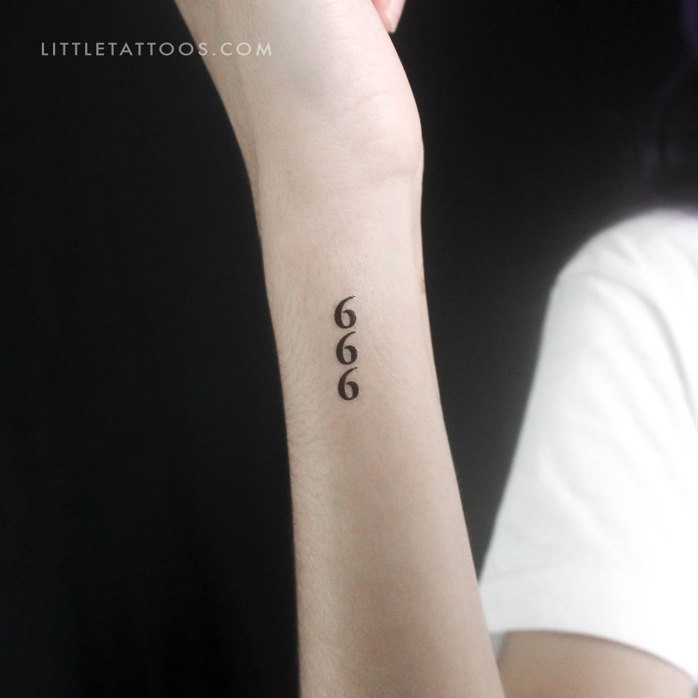 Vertical 666 Temporary Tattoo - Set of 3