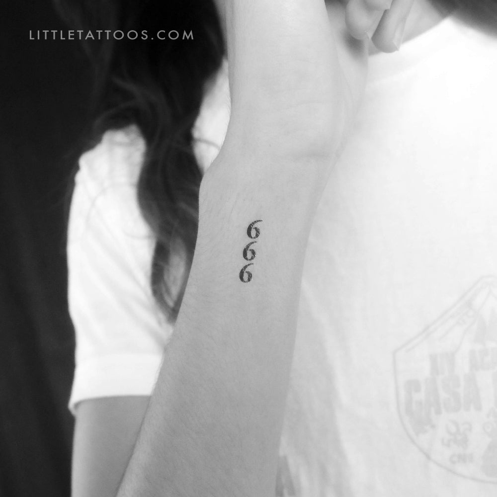Vertical 666 Temporary Tattoo - Set of 3