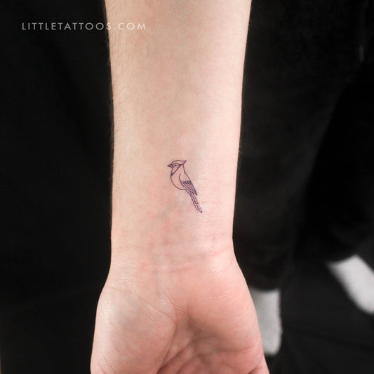 Tatuaje temporal minimalista de arrendajo azul - Juego de 3